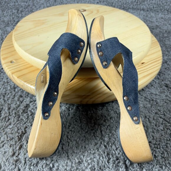 Iceberg Sandals Womens Size 8.5 EU 39 IceJeans Wood Platform Clog Made in Italy - Picture 7 of 8